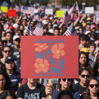 Retro Floral Protest Abolish Ice Protest Sign No Human is Illegal Peaceful Pro-Immigrant