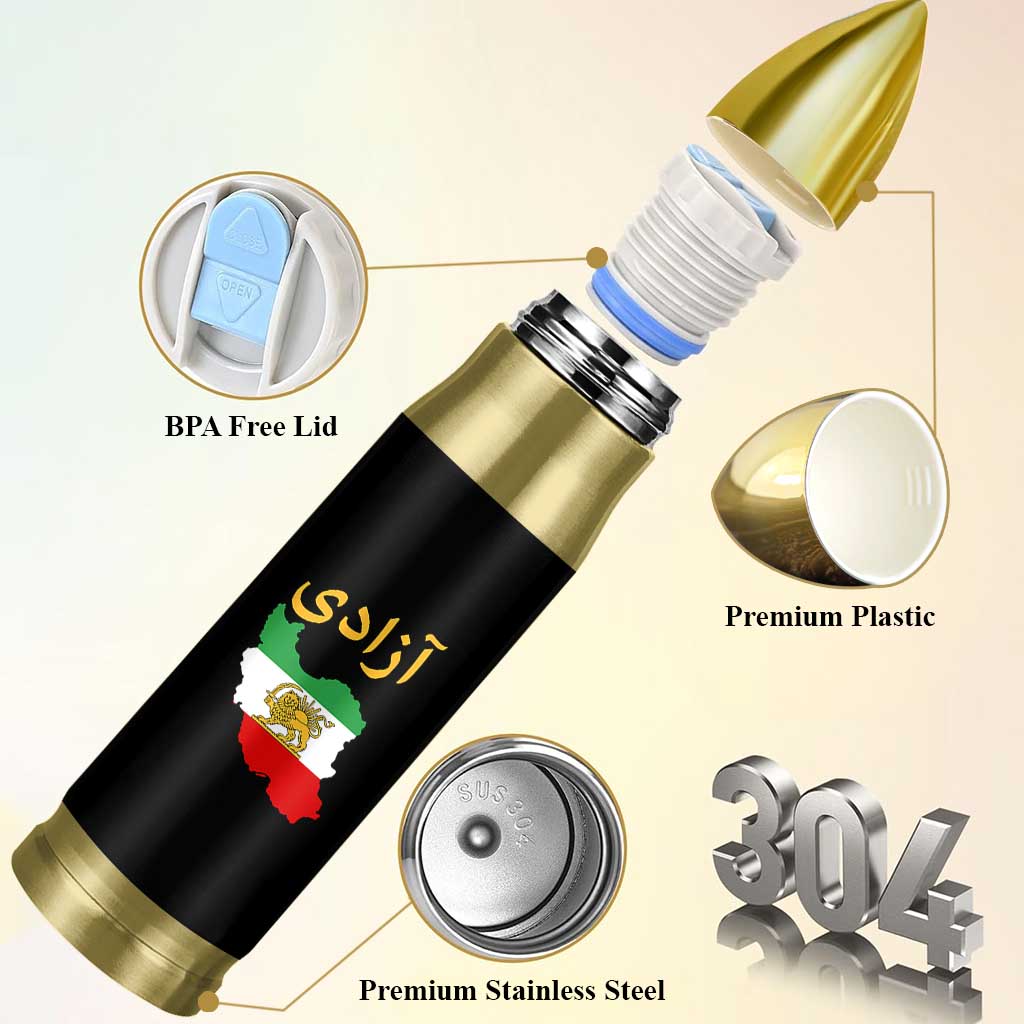 Freedom Iran Sun and Lion Flag Bullet Tumbler Free Iranian Revolution 2026