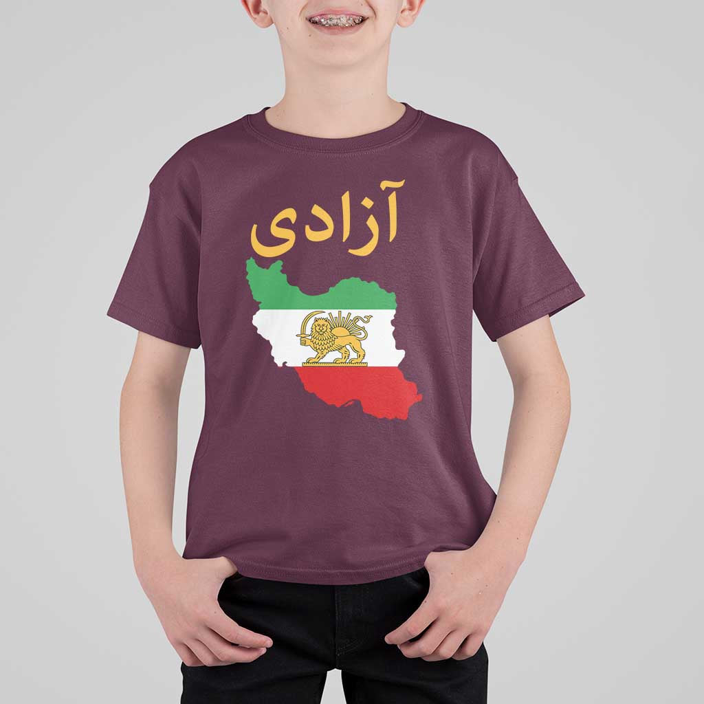 Freedom Iran Sun and Lion Flag T Shirt For Kid Free Iranian Revolution 2026