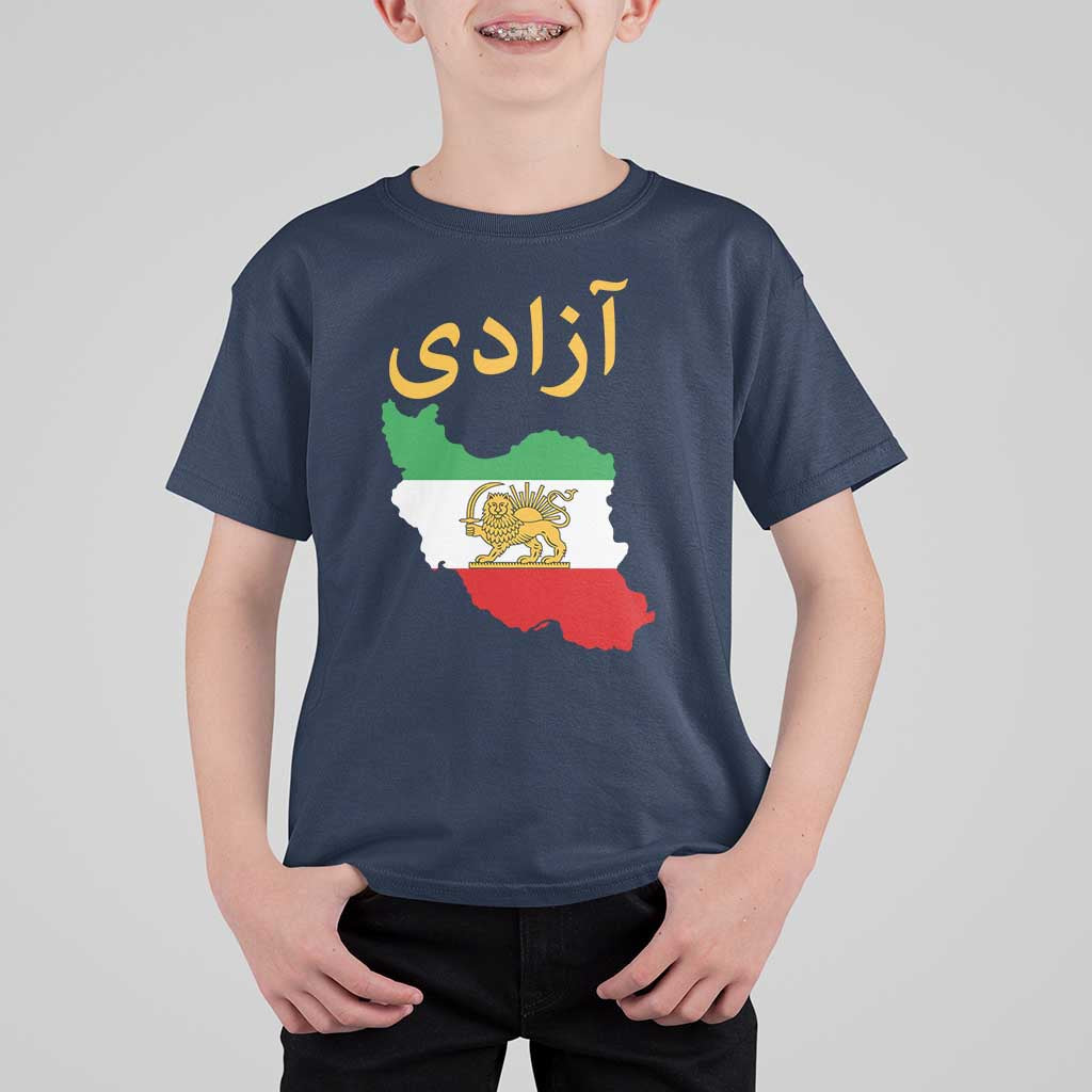 Freedom Iran Sun and Lion Flag T Shirt For Kid Free Iranian Revolution 2026