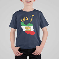 Freedom Iran Sun and Lion Flag T Shirt For Kid Free Iranian Revolution 2026