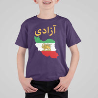Freedom Iran Sun and Lion Flag T Shirt For Kid Free Iranian Revolution 2026