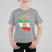 Freedom Iran Sun and Lion Flag T Shirt For Kid Free Iranian Revolution 2026