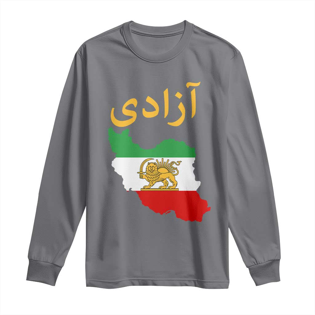 Freedom Iran Sun and Lion Flag Long Sleeve Shirt Free Iranian Revolution 2026