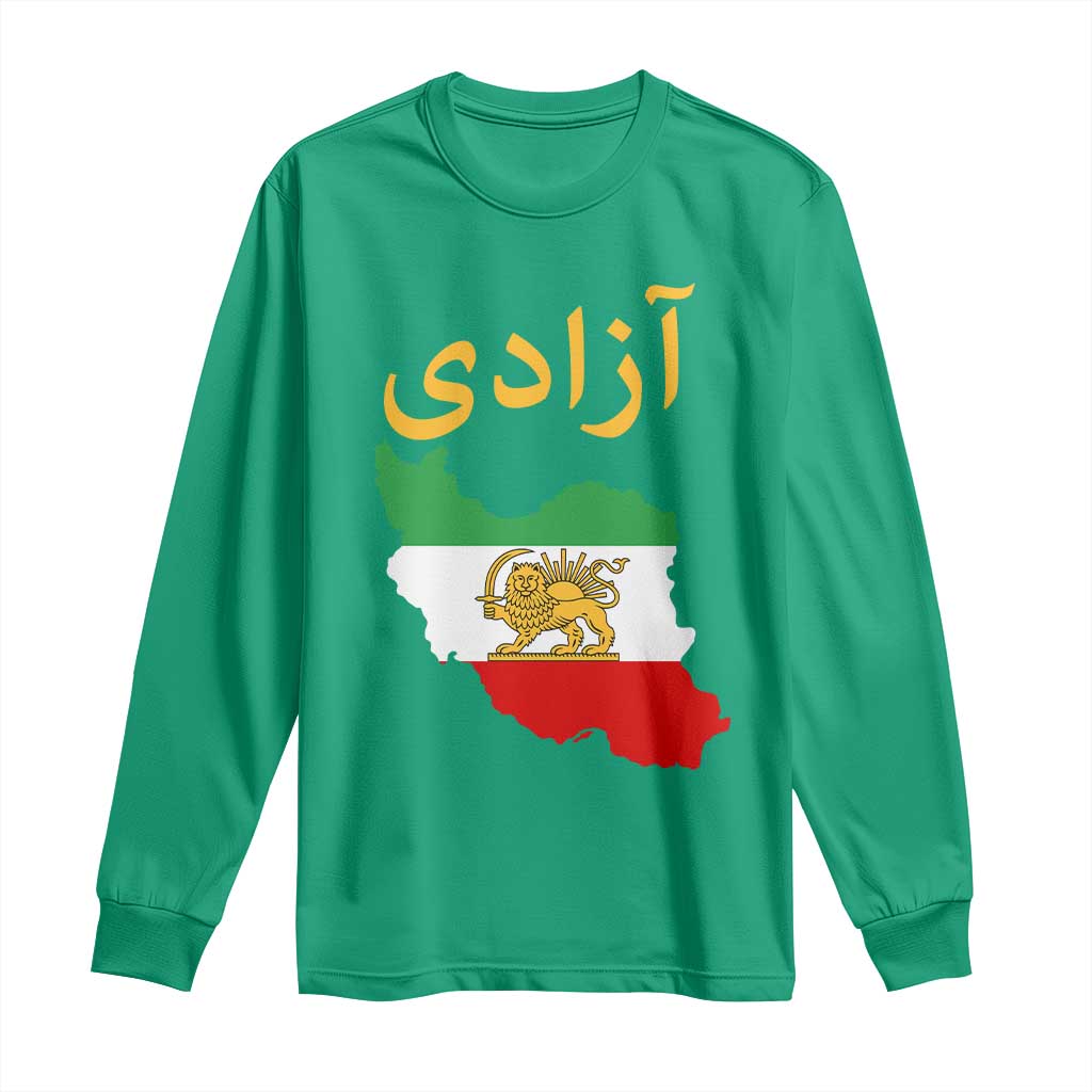 Freedom Iran Sun and Lion Flag Long Sleeve Shirt Free Iranian Revolution 2026