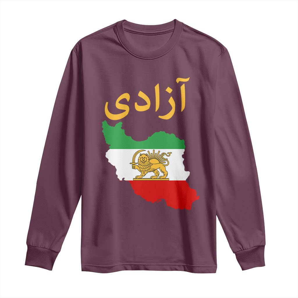 Freedom Iran Sun and Lion Flag Long Sleeve Shirt Free Iranian Revolution 2026