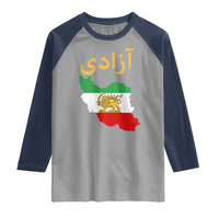 Freedom Iran Sun and Lion Flag Raglan Shirt Free Iranian Revolution 2026