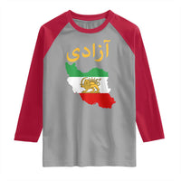 Freedom Iran Sun and Lion Flag Raglan Shirt Free Iranian Revolution 2026