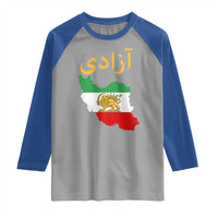 Freedom Iran Sun and Lion Flag Raglan Shirt Free Iranian Revolution 2026
