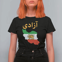 Freedom Iran Sun and Lion Flag T Shirt For Women Free Iranian Revolution 2026