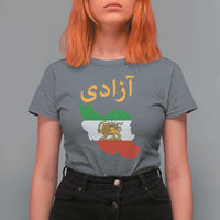 Freedom Iran Sun and Lion Flag T Shirt For Women Free Iranian Revolution 2026