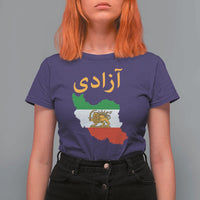 Freedom Iran Sun and Lion Flag T Shirt For Women Free Iranian Revolution 2026