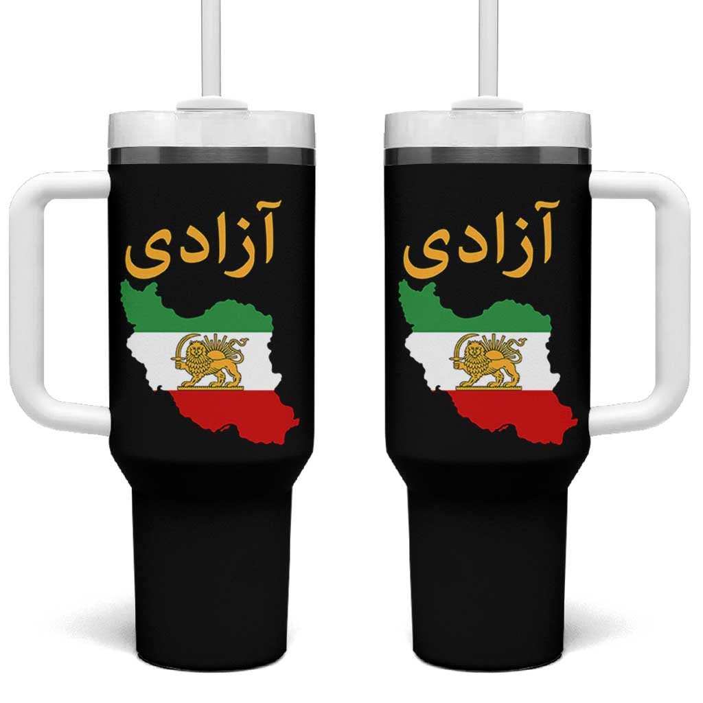Freedom Iran Sun and Lion Flag Tumbler With Handle Free Iranian Revolution 2026