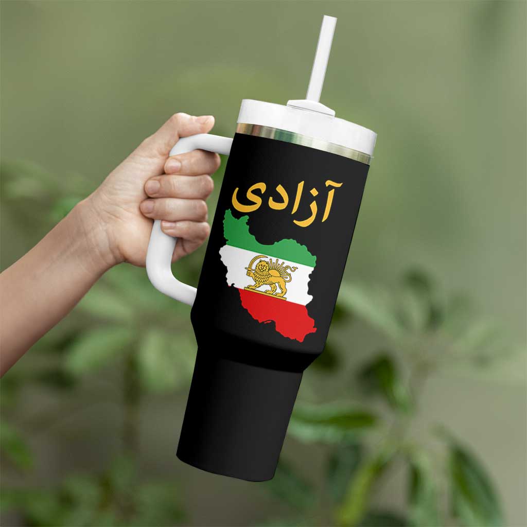 Freedom Iran Sun and Lion Flag Tumbler With Handle Free Iranian Revolution 2026