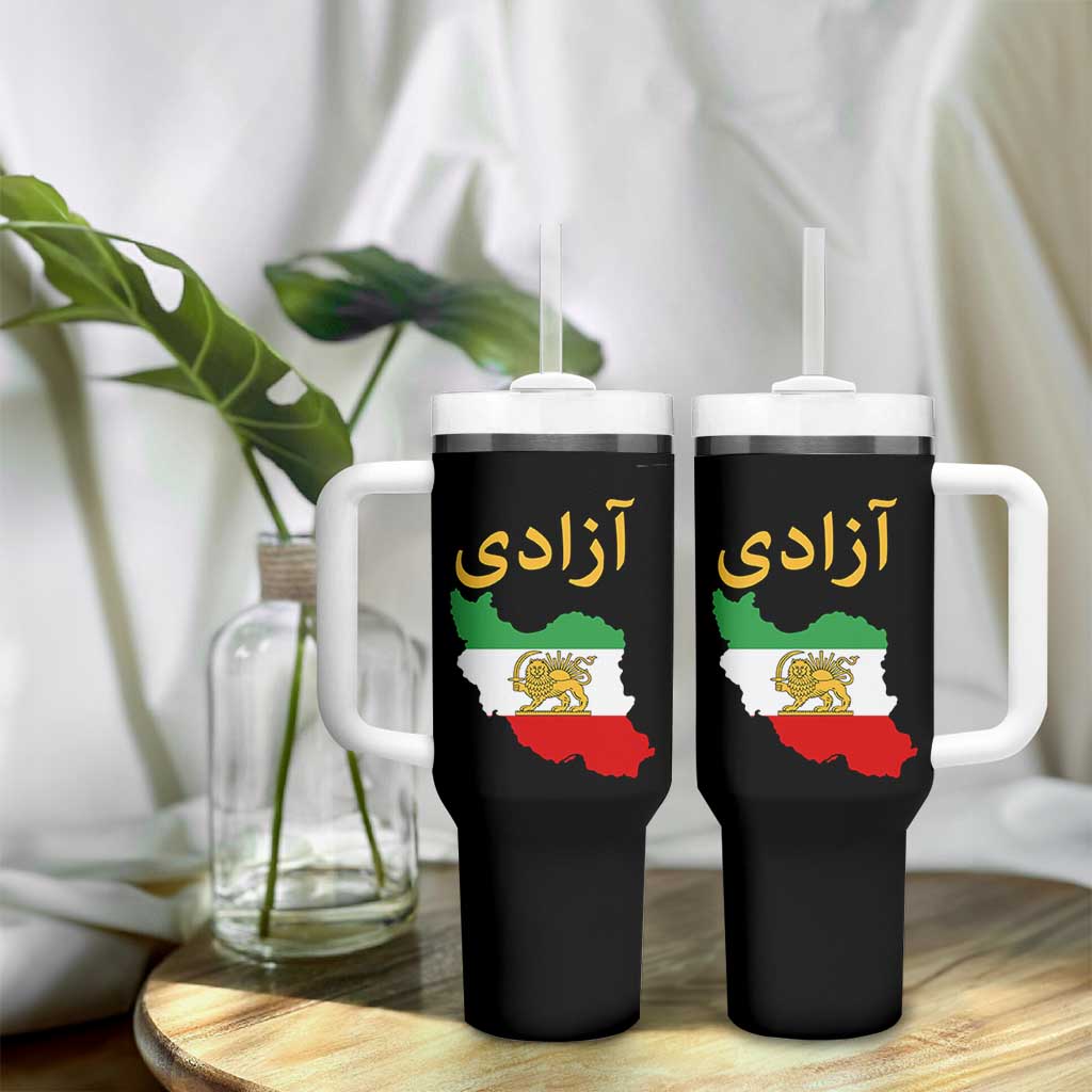 Freedom Iran Sun and Lion Flag Tumbler With Handle Free Iranian Revolution 2026