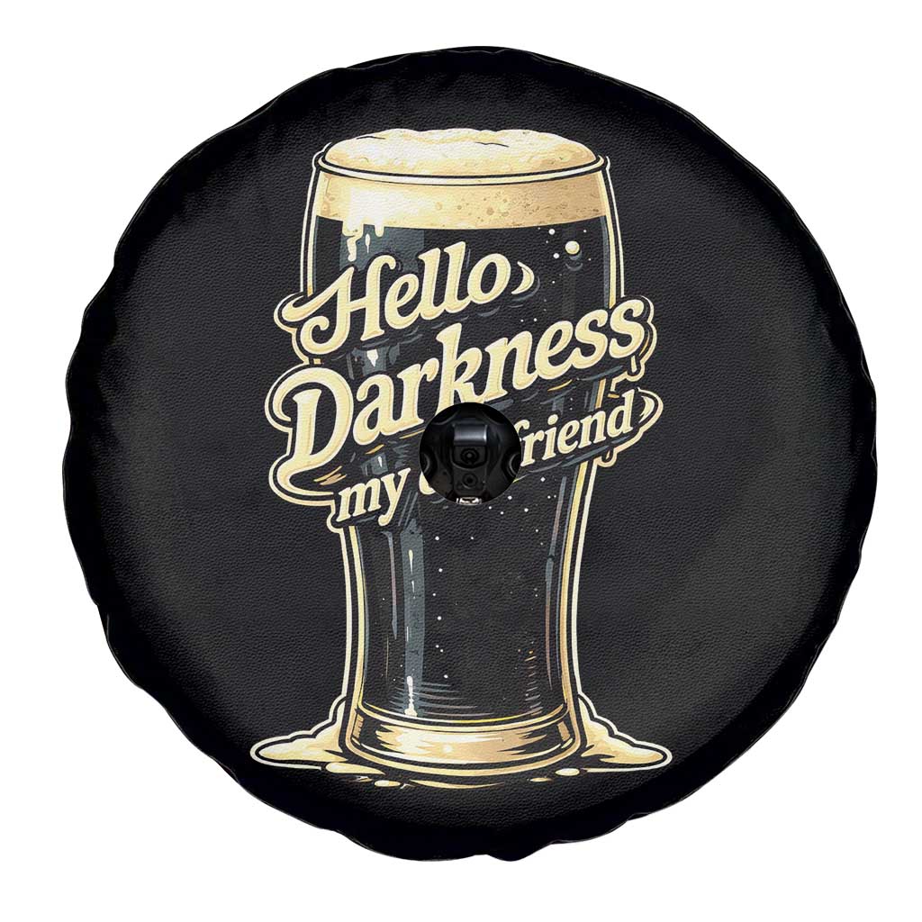 Hello Darkness My Old Friend Funny Stout Beer Spare Tire Cover Vintage Craft Brew Lovers