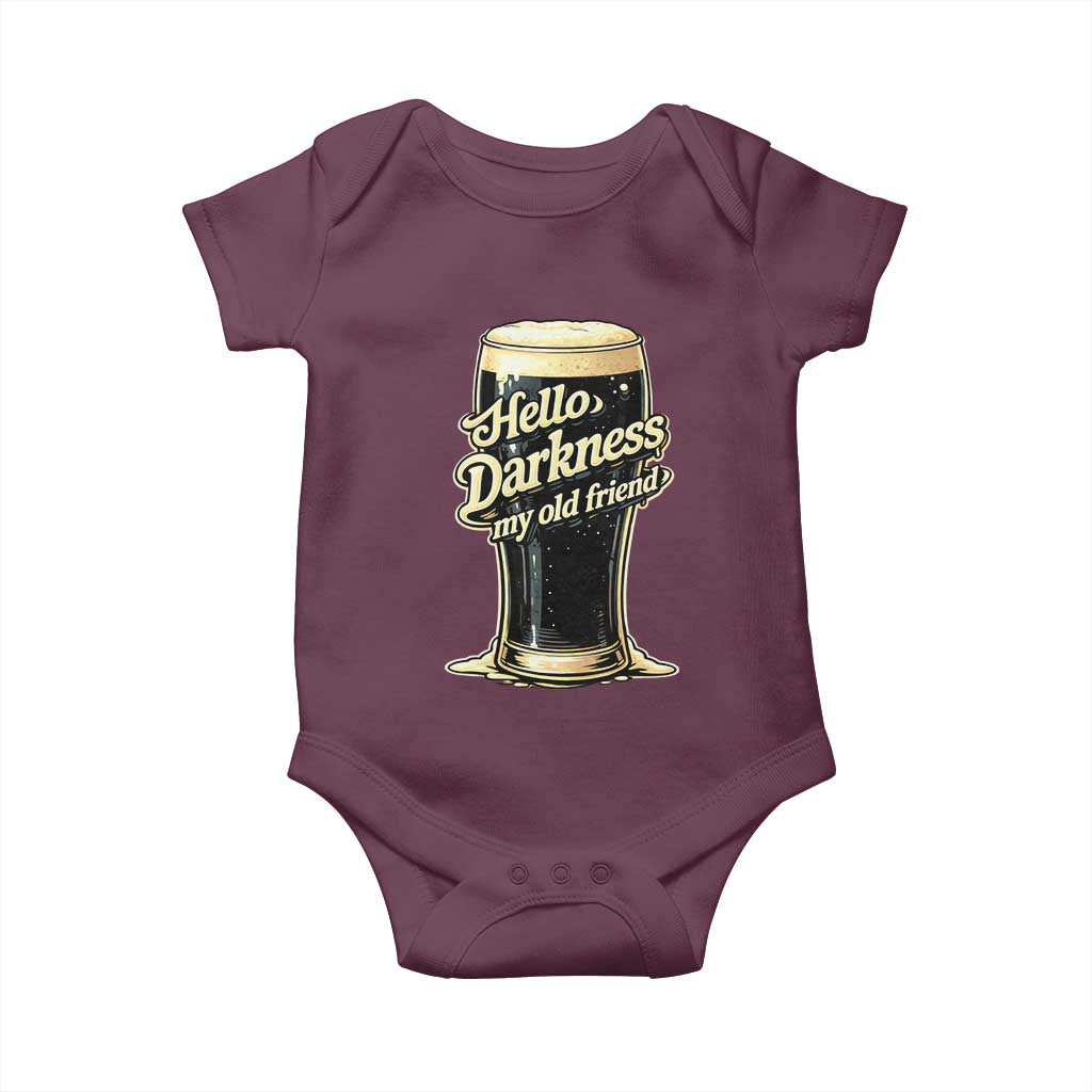 Hello Darkness My Old Friend Funny Stout Beer Baby Onesie Vintage Craft Brew Lovers