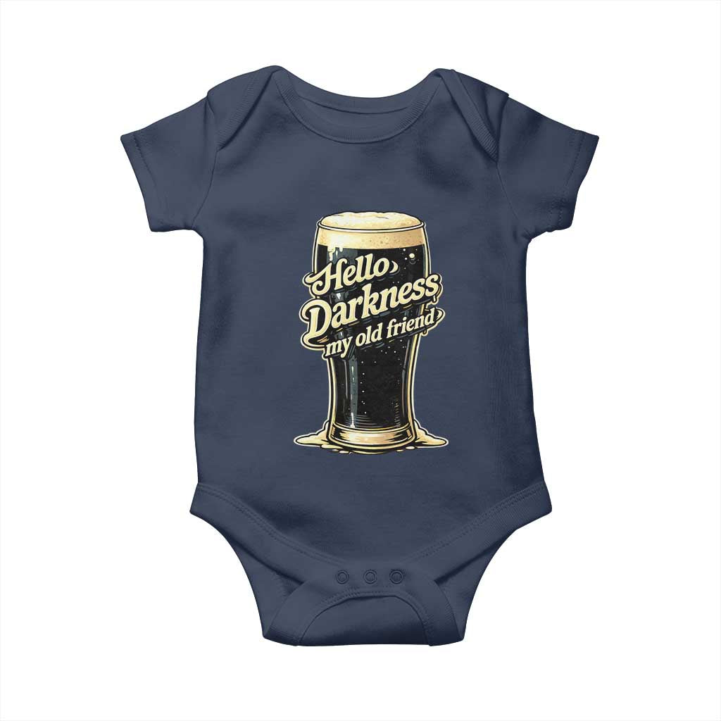 Hello Darkness My Old Friend Funny Stout Beer Baby Onesie Vintage Craft Brew Lovers