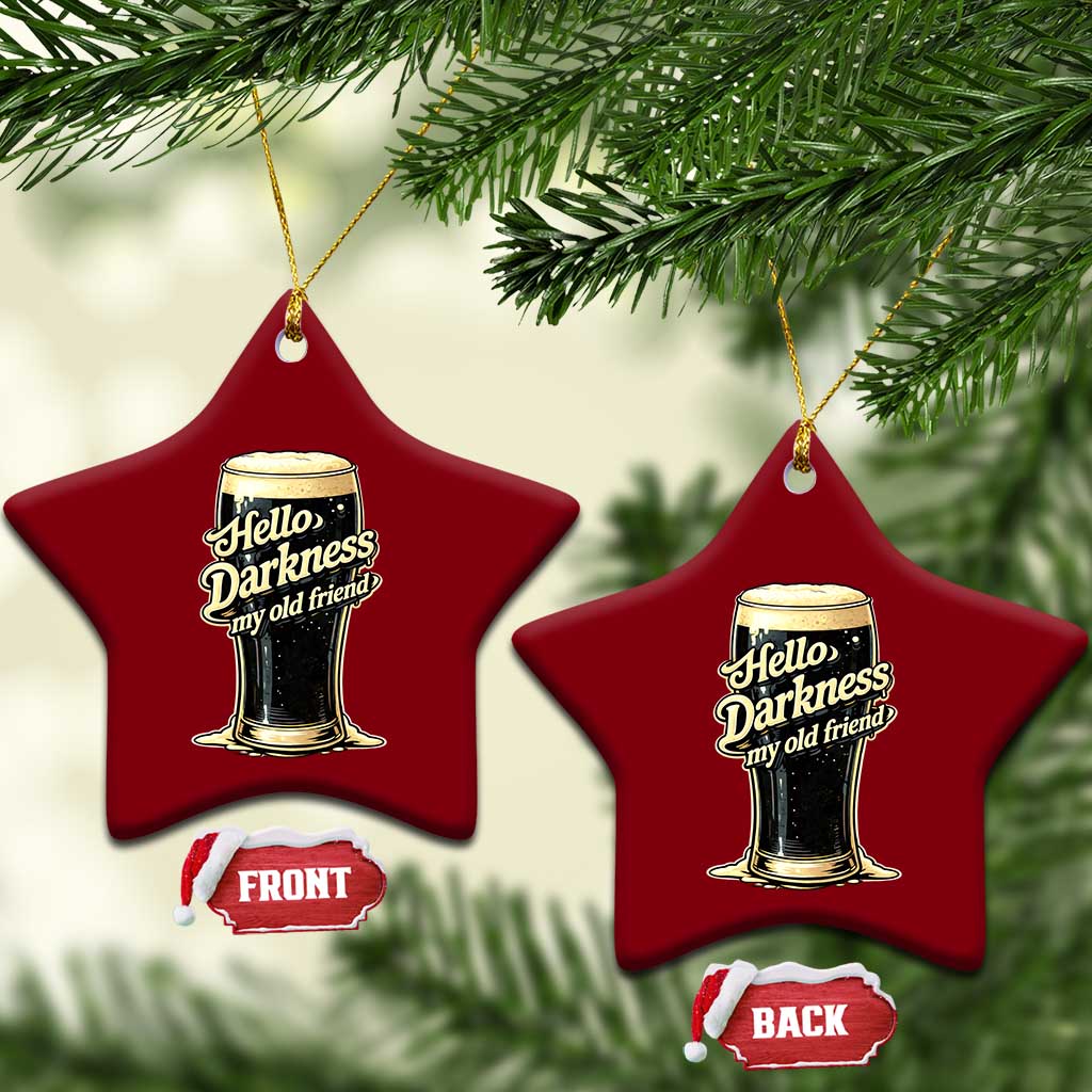 Hello Darkness My Old Friend Funny Stout Beer Ceramic Ornament Vintage Craft Brew Lovers