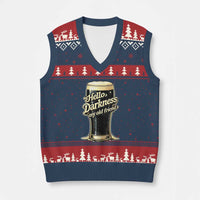 Hello Darkness My Old Friend Funny Stout Beer V-Neck Knit Sweater Vest Vintage Craft Brew Lovers