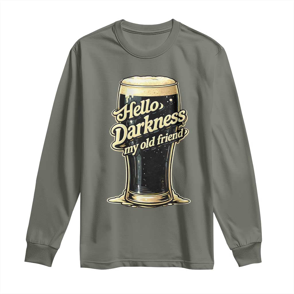 Hello Darkness My Old Friend Funny Stout Beer Long Sleeve Shirt Vintage Craft Brew Lovers