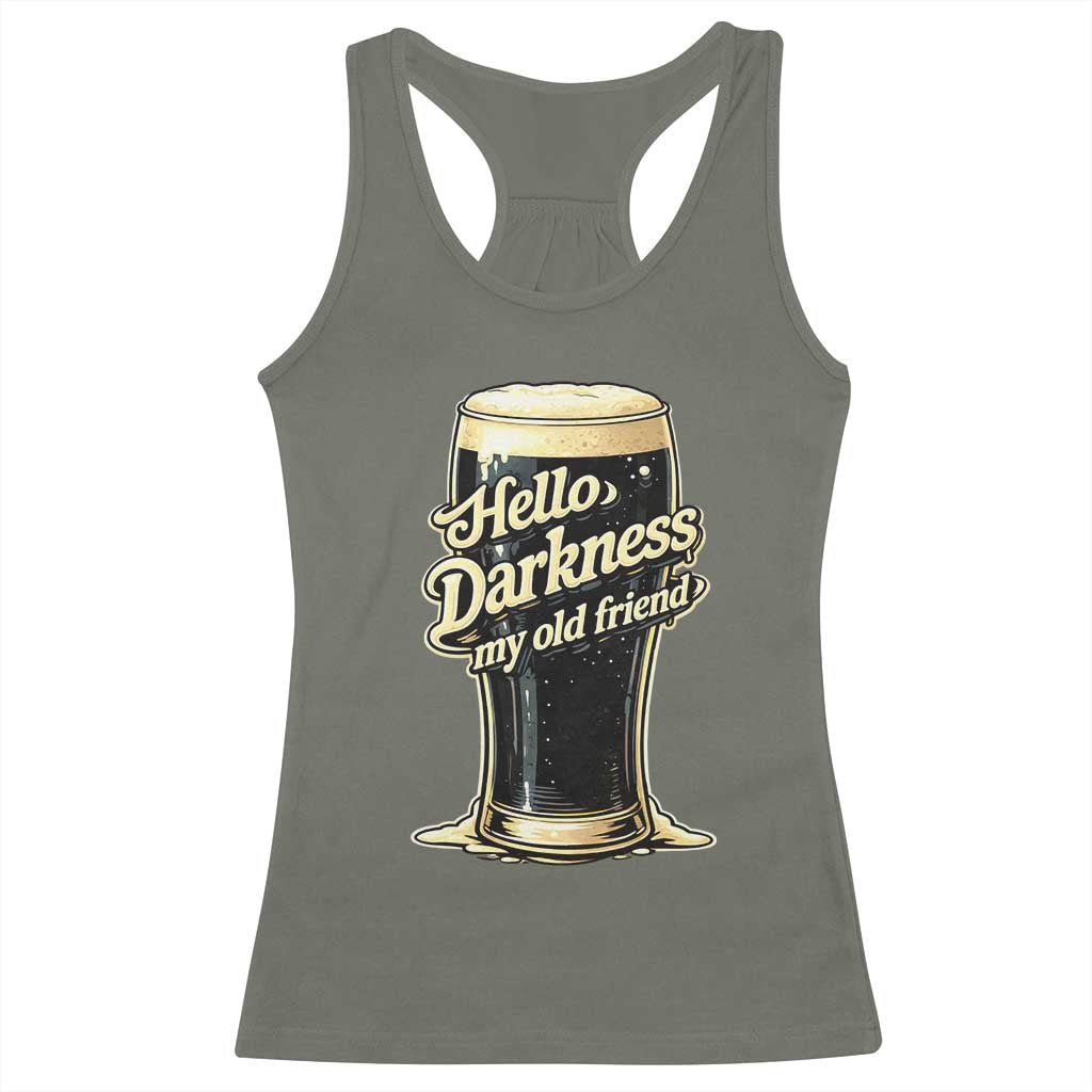 Hello Darkness My Old Friend Funny Stout Beer Racerback Tank Top Vintage Craft Brew Lovers