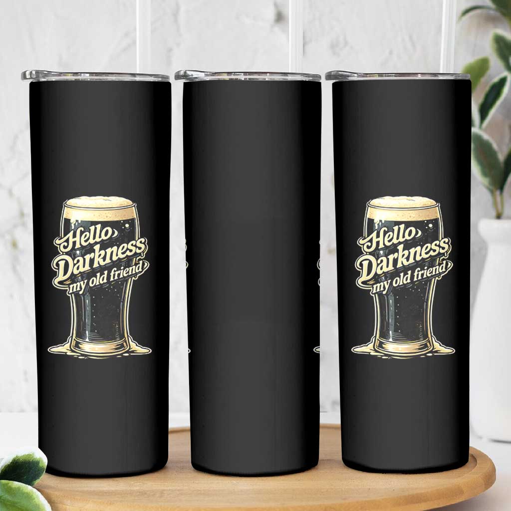 Hello Darkness My Old Friend Funny Stout Beer Skinny Tumbler Vintage Craft Brew Lovers