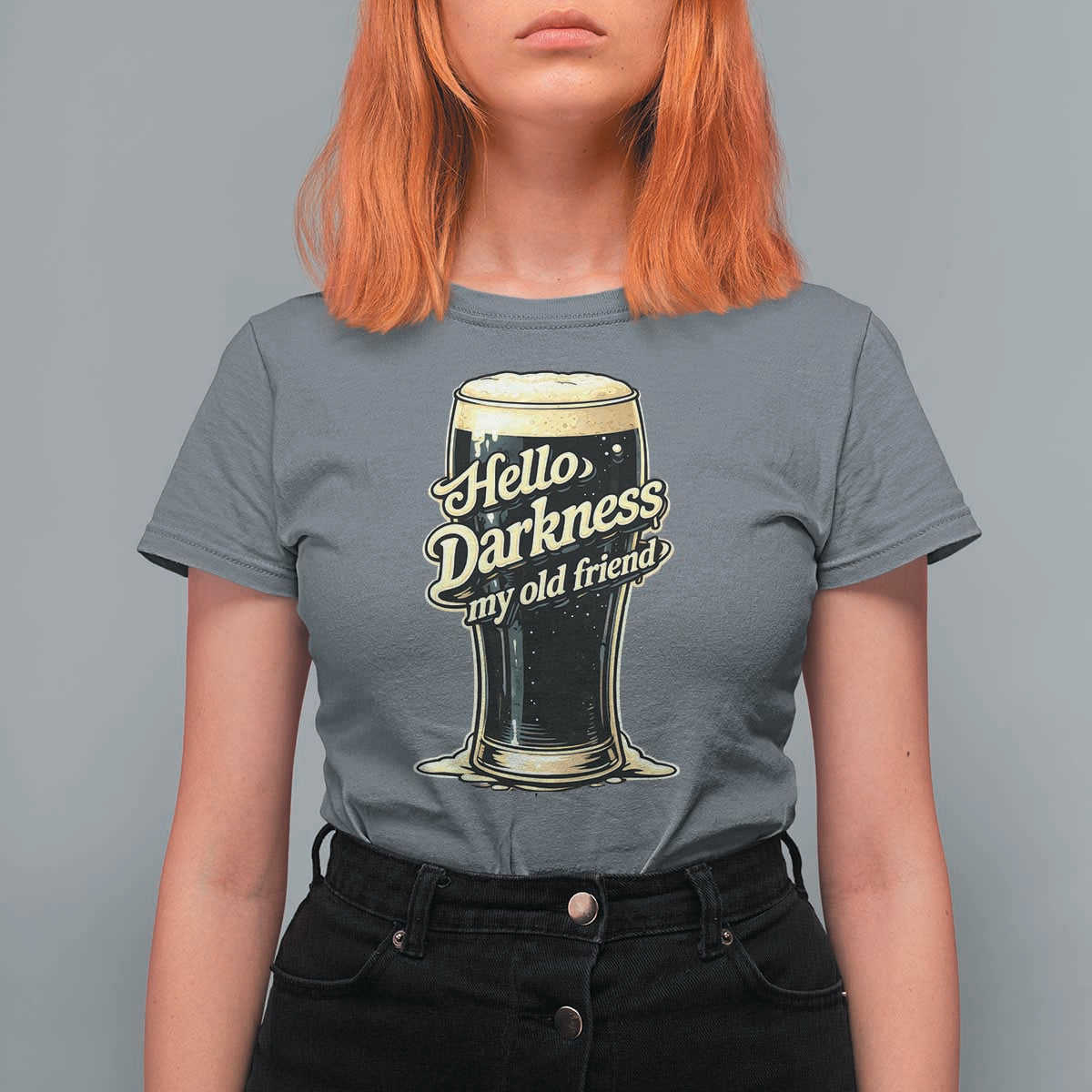 Hello Darkness My Old Friend Funny Stout Beer T Shirt For Women Vintage Craft Brew Lovers