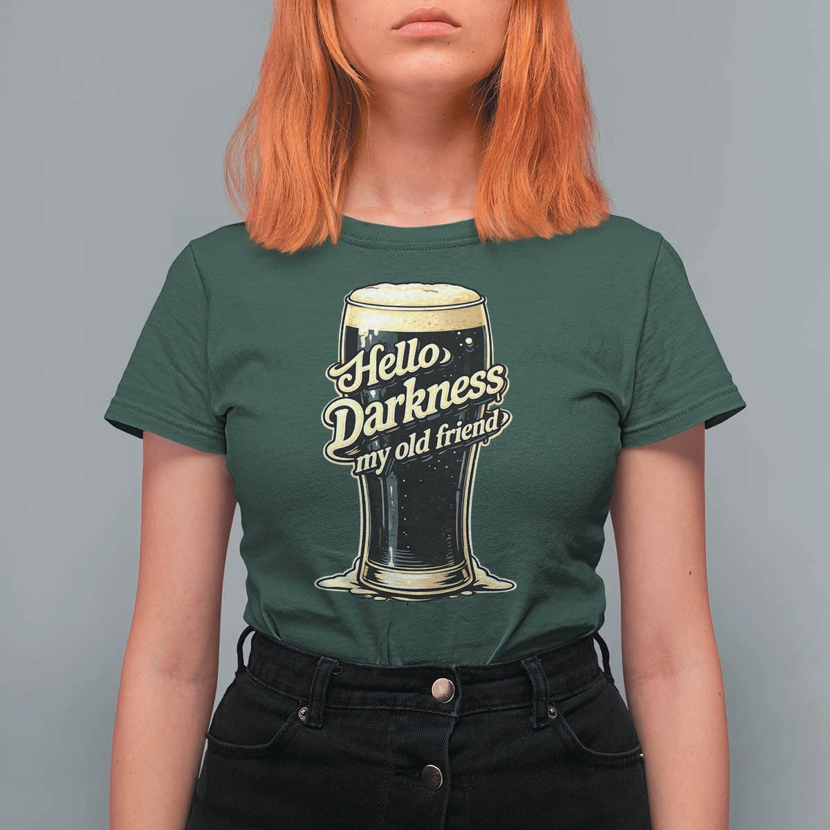 Hello Darkness My Old Friend Funny Stout Beer T Shirt For Women Vintage Craft Brew Lovers