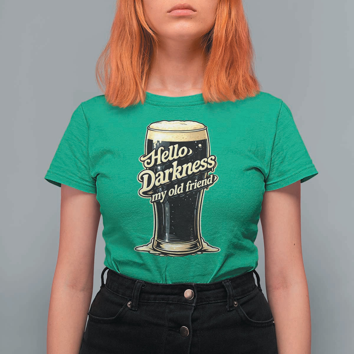 Hello Darkness My Old Friend Funny Stout Beer T Shirt For Women Vintage Craft Brew Lovers