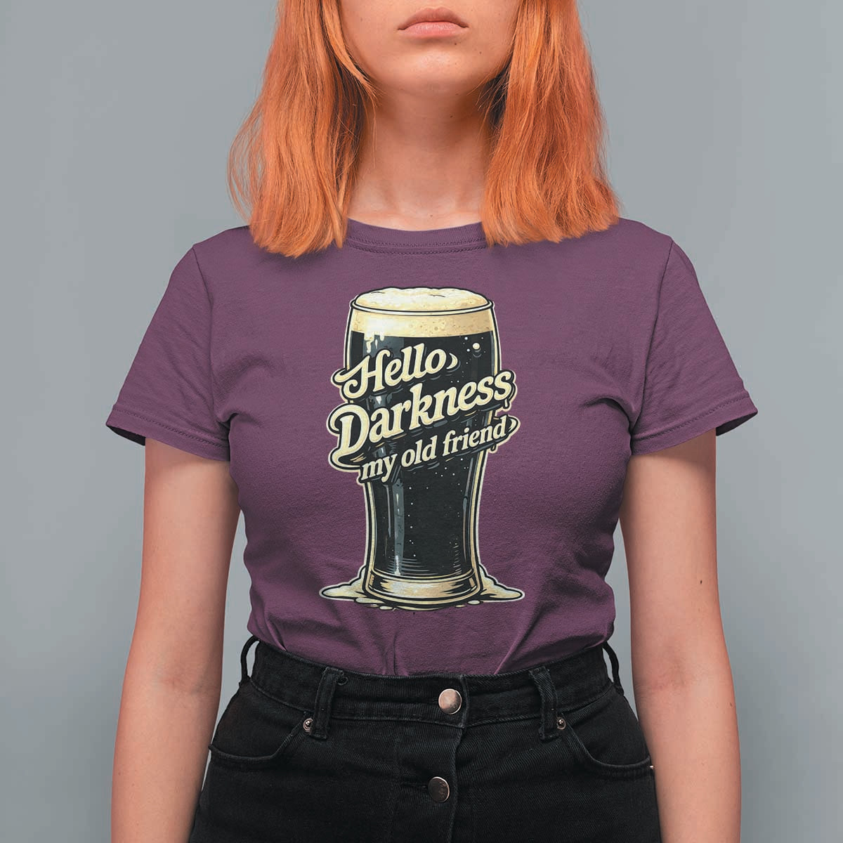 Hello Darkness My Old Friend Funny Stout Beer T Shirt For Women Vintage Craft Brew Lovers