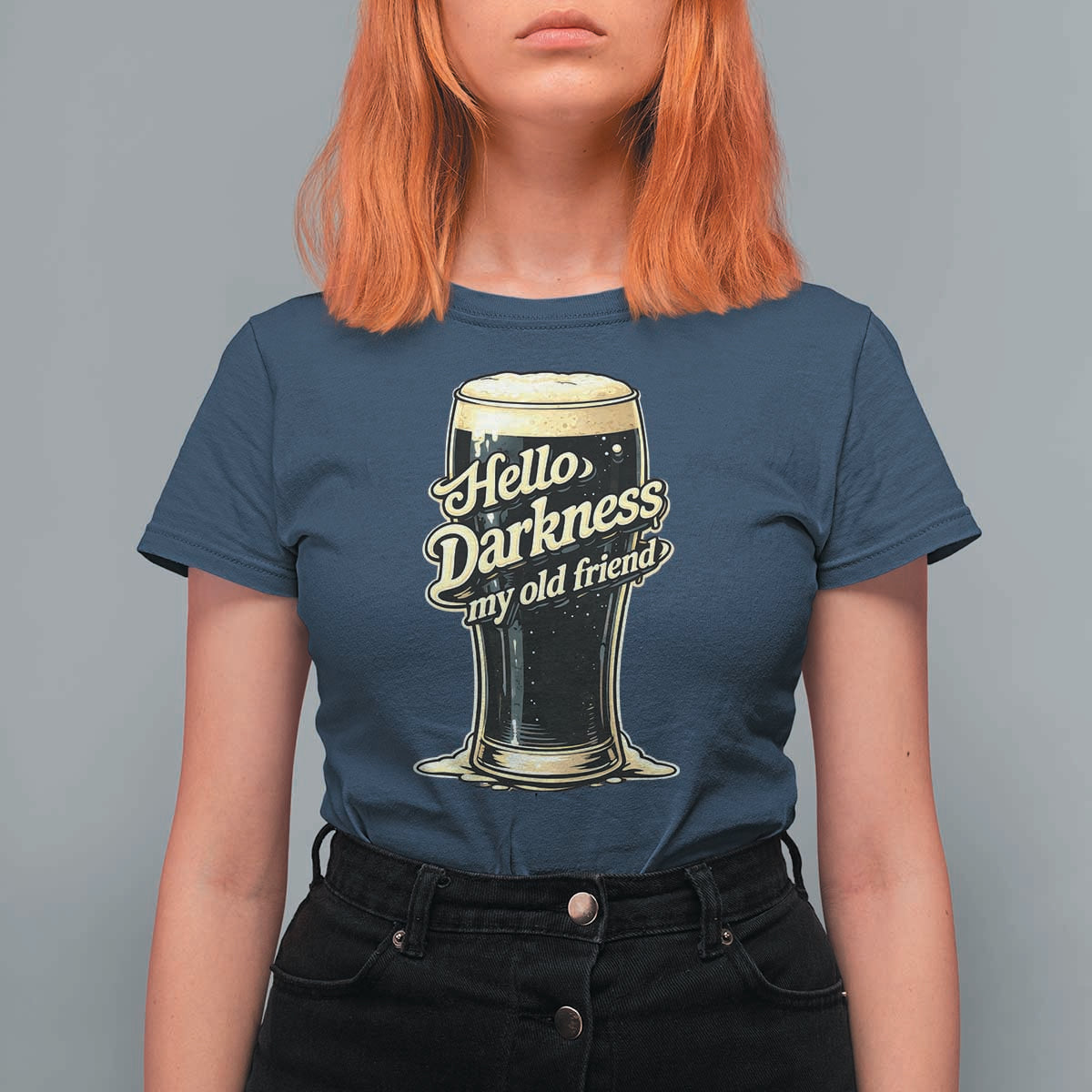 Hello Darkness My Old Friend Funny Stout Beer T Shirt For Women Vintage Craft Brew Lovers
