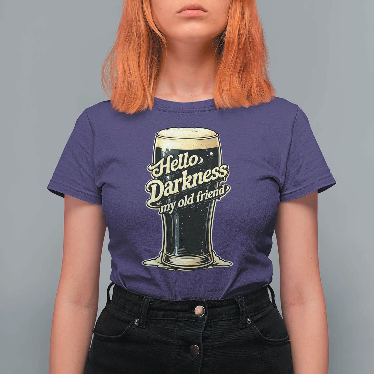 Hello Darkness My Old Friend Funny Stout Beer T Shirt For Women Vintage Craft Brew Lovers