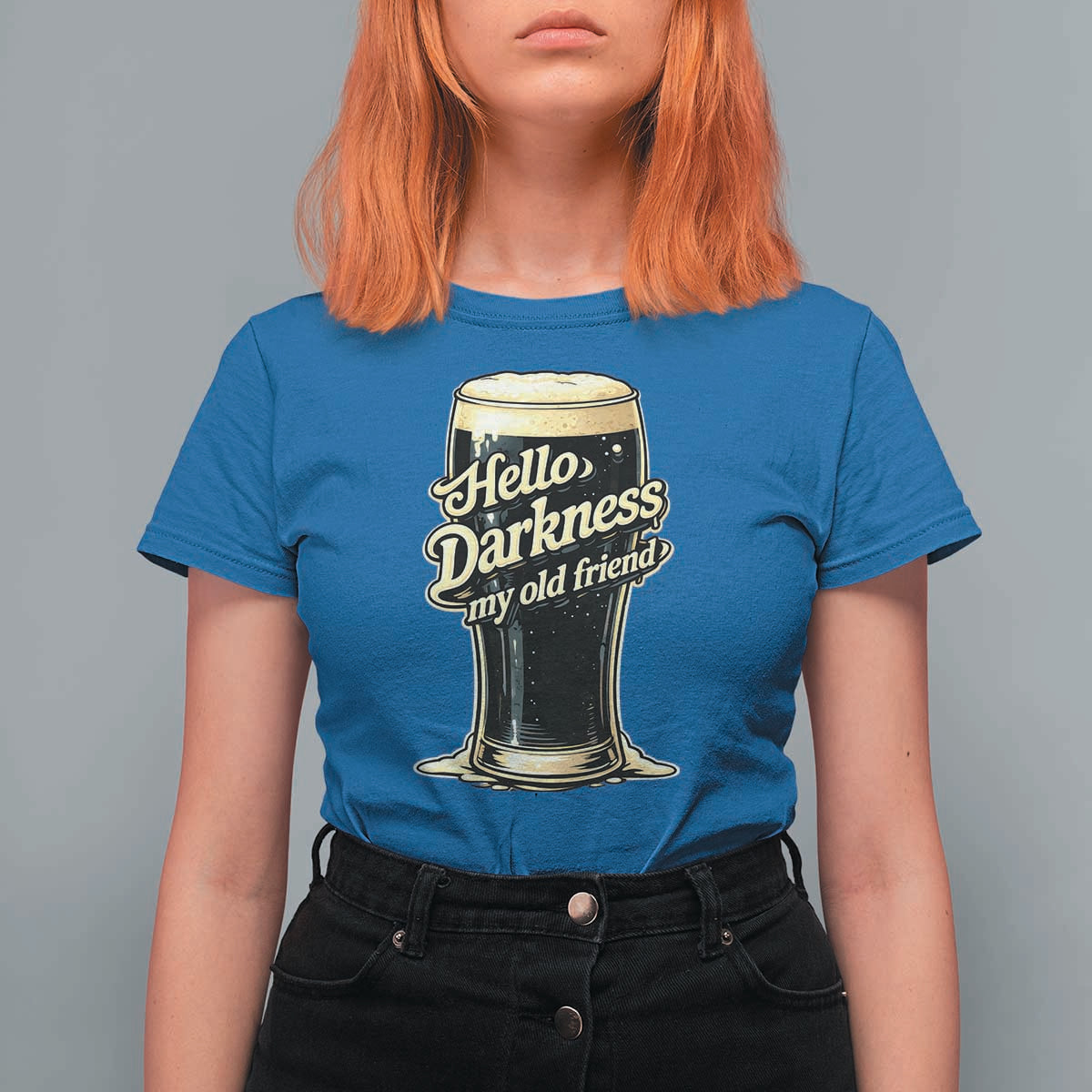 Hello Darkness My Old Friend Funny Stout Beer T Shirt For Women Vintage Craft Brew Lovers