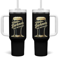 Hello Darkness My Old Friend Funny Stout Beer Tumbler With Handle Vintage Craft Brew Lovers