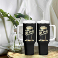 Hello Darkness My Old Friend Funny Stout Beer Tumbler With Handle Vintage Craft Brew Lovers