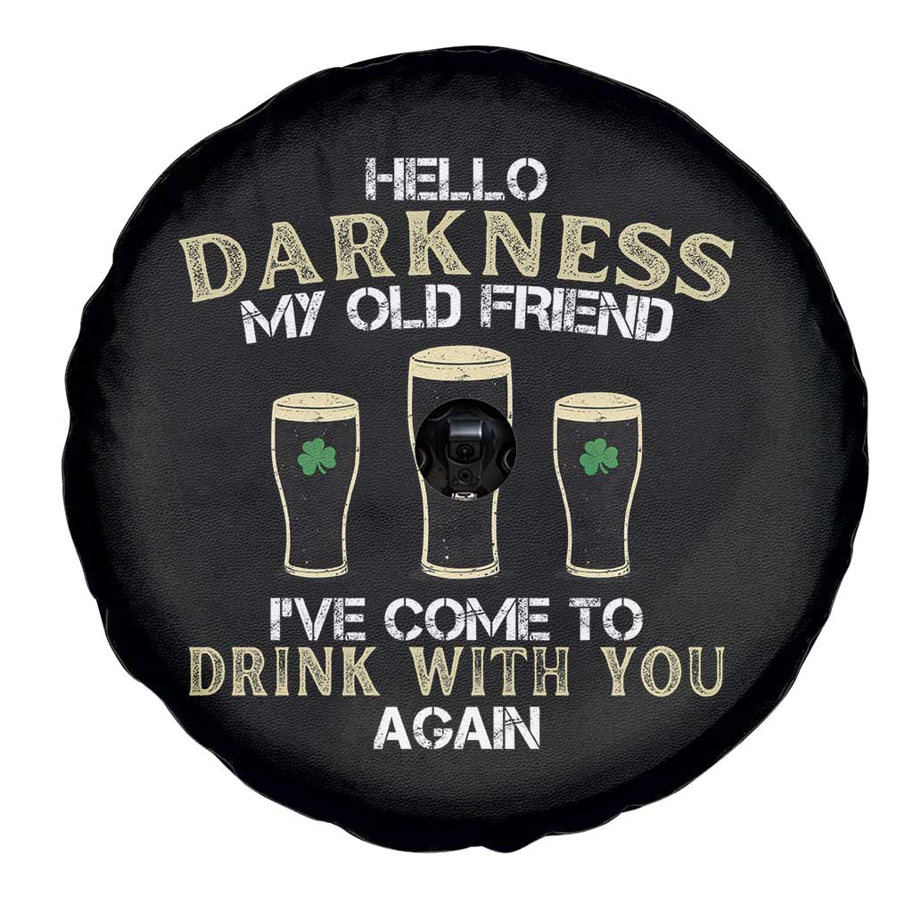 Hello Darkness My Old Friend Funny Irish Stout Beer Spare Tire Cover St. Patrick’s Day Drinking Humor Craft Brew Lovers
