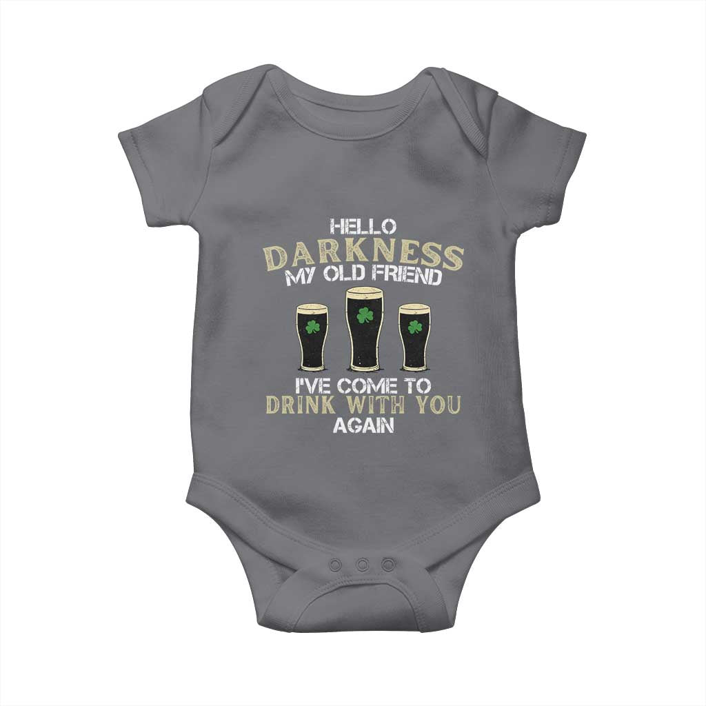 Hello Darkness My Old Friend Funny Irish Stout Beer Baby Onesie St. Patrick’s Day Drinking Humor Craft Brew Lovers