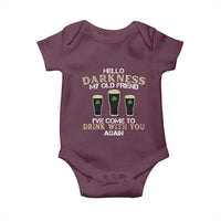 Hello Darkness My Old Friend Funny Irish Stout Beer Baby Onesie St. Patrick’s Day Drinking Humor Craft Brew Lovers