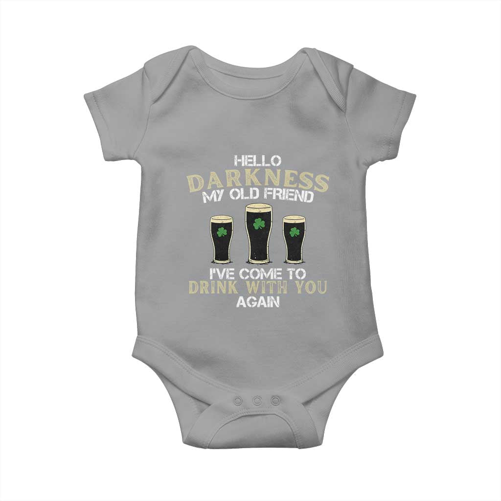 Hello Darkness My Old Friend Funny Irish Stout Beer Baby Onesie St. Patrick’s Day Drinking Humor Craft Brew Lovers