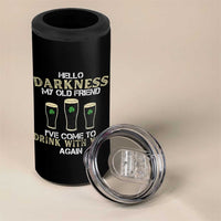 Hello Darkness My Old Friend Funny Irish Stout Beer 4 in 1 Can Cooler Tumbler St. Patrick’s Day Drinking Humor Craft Brew Lovers