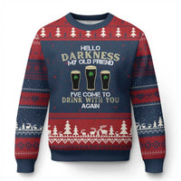 Hello Darkness My Old Friend Funny Irish Stout Beer Ugly Christmas Sweater St. Patrick’s Day Drinking Humor Craft Brew Lovers