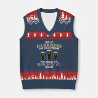 Hello Darkness My Old Friend Funny Irish Stout Beer V-Neck Knit Sweater Vest St. Patrick’s Day Drinking Humor Craft Brew Lovers