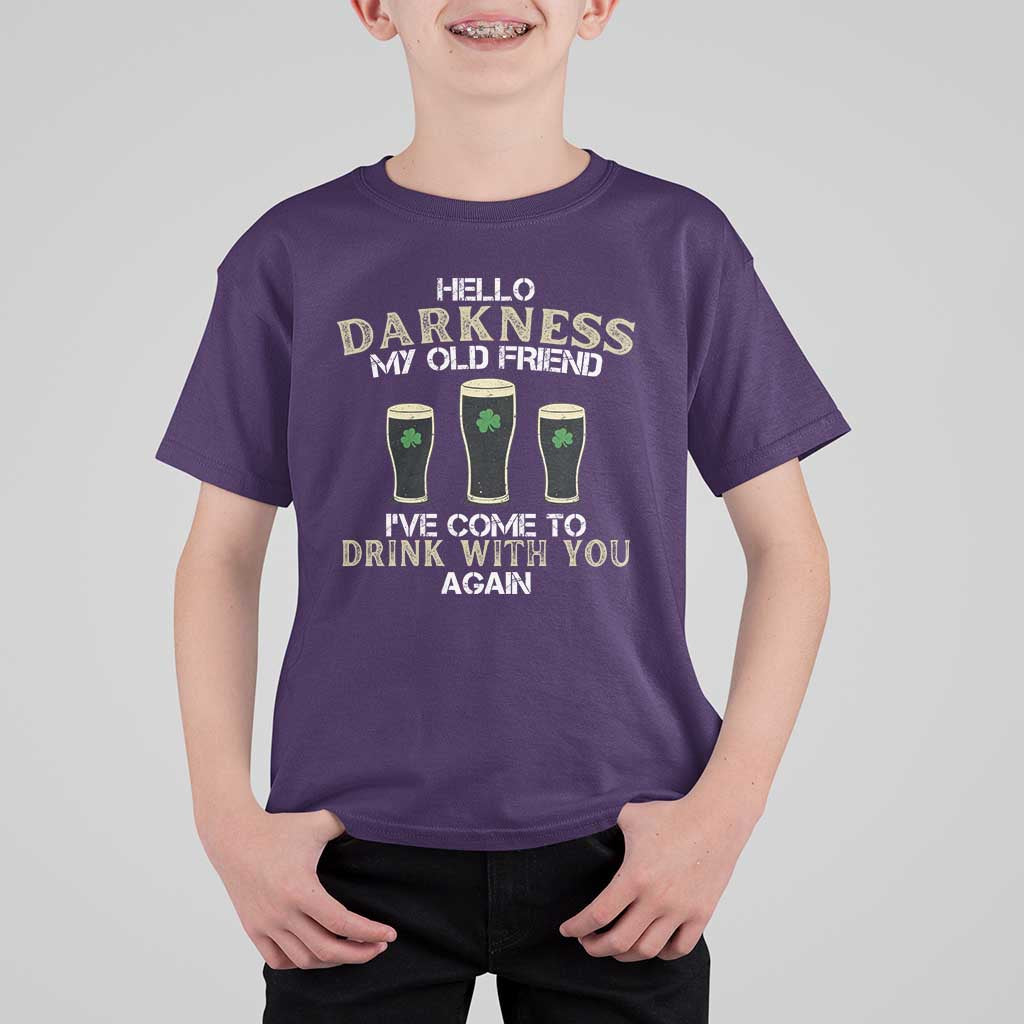 Hello Darkness My Old Friend Funny Irish Stout Beer T Shirt For Kid St. Patrick’s Day Drinking Humor Craft Brew Lovers