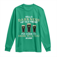Hello Darkness My Old Friend Funny Irish Stout Beer Long Sleeve Shirt St. Patrick’s Day Drinking Humor Craft Brew Lovers
