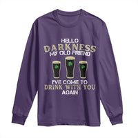 Hello Darkness My Old Friend Funny Irish Stout Beer Long Sleeve Shirt St. Patrick’s Day Drinking Humor Craft Brew Lovers