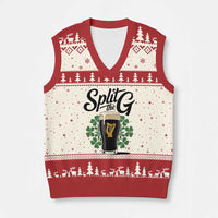Split the G Funny Irish Drinking V-Neck Knit Sweater Vest St. Patrick’s Day Stout Beer Lovers Pub Crawls