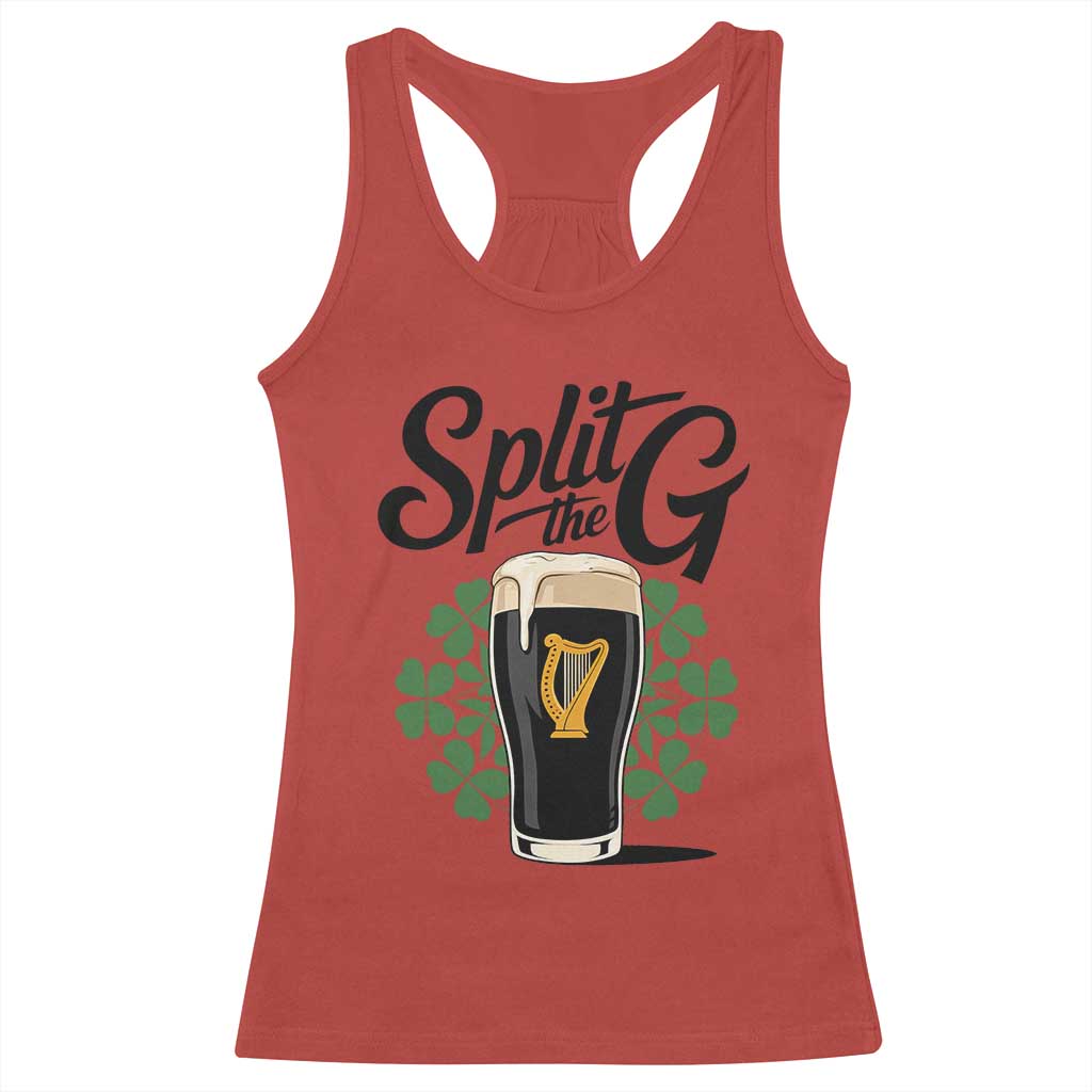 Split the G Funny Irish Drinking Racerback Tank Top St. Patrick’s Day Stout Beer Lovers Pub Crawls