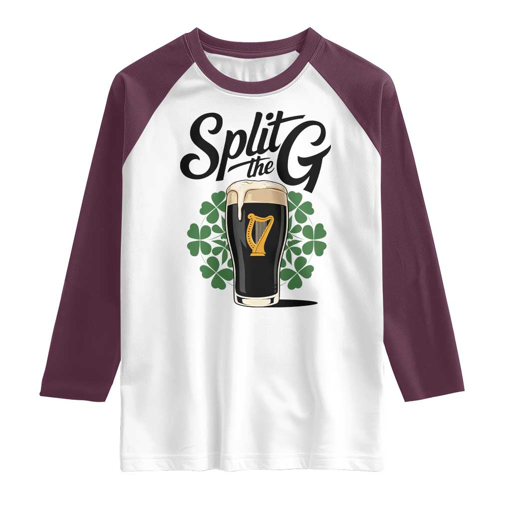 Split the G Funny Irish Drinking Raglan Shirt St. Patrick’s Day Stout Beer Lovers Pub Crawls