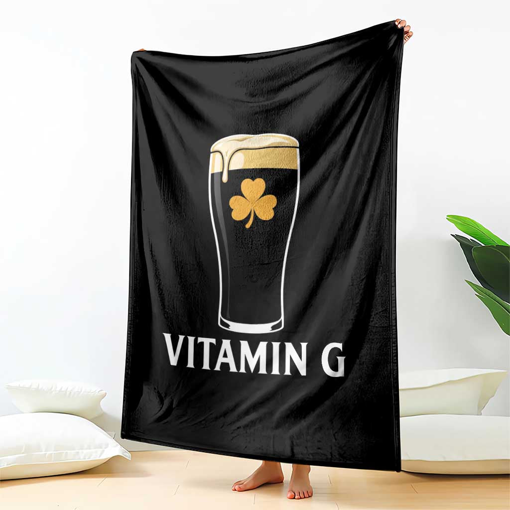 Vitamin G Funny Irish Stout Beer Throw Blanket St. Patrick’s Day Drinking Humor